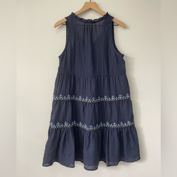 Lovestitch Addyson embroidered tiered sleeveless navy mini dress medium - Picture 10 of 13